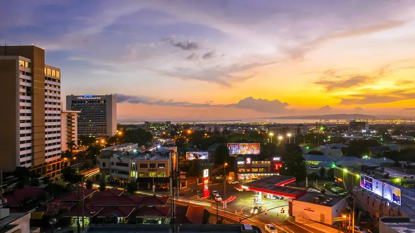 View of the city during sunset in Kingston, Jamaica.