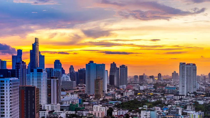 twilight skyline and cityscape building