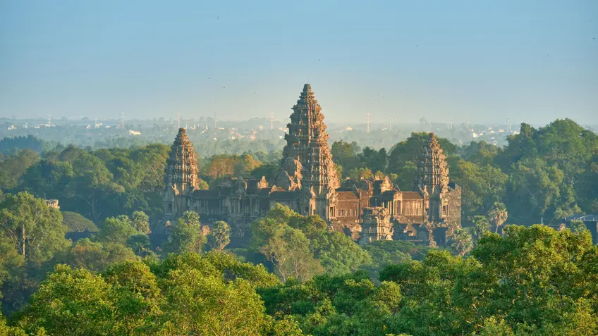 Sunset view of Angkor Wat Temple from Phnom Bakeng Temple