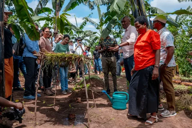 Participants observing sustainable coffee production in Rwanda