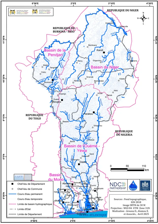 Water Mapping: An updated and in-depth overview of Benin's four major hydrographic basins 